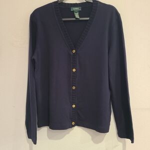 Lauren Ralph Lauren Navy Cardigan with Gold Buttons